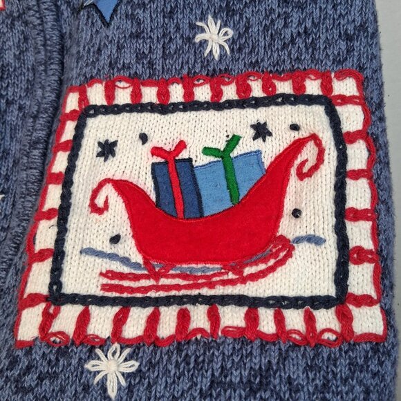 Vintage Bobbie Brooks Christmas Sweater Vest Small Santa Claus Sleigh Snow READ - Picture 9 of 11